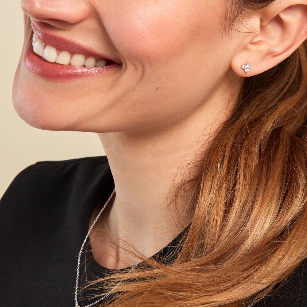 Boucles D'oreilles Puces Thylane Argent Blanc Oxyde De Zirconium - Puces Femme | Marc Orian