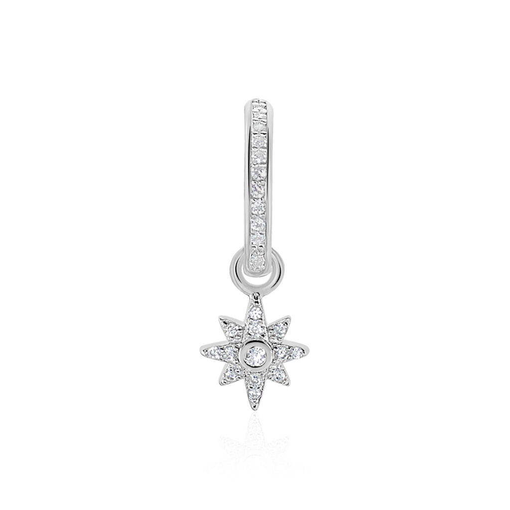 Cr&eacute;ole Unitaire Ancelin Rondes Argent Blanc Oxyde De Zirconium - Piercings d'oreilles Femme | Marc Orian