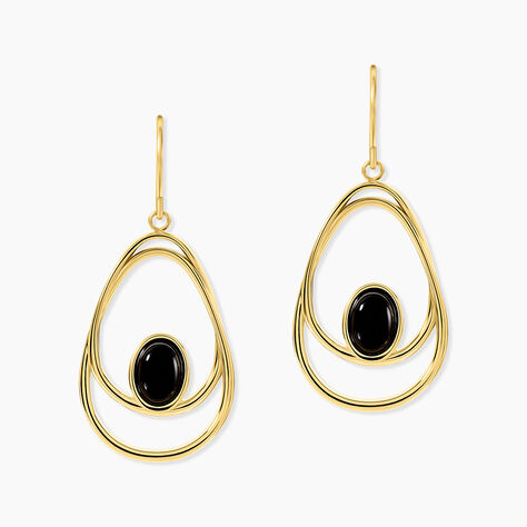 Boucles D'oreilles Pendantes Acier Dor&eacute; Ruben Agate - Pendantes Femme | Marc Orian