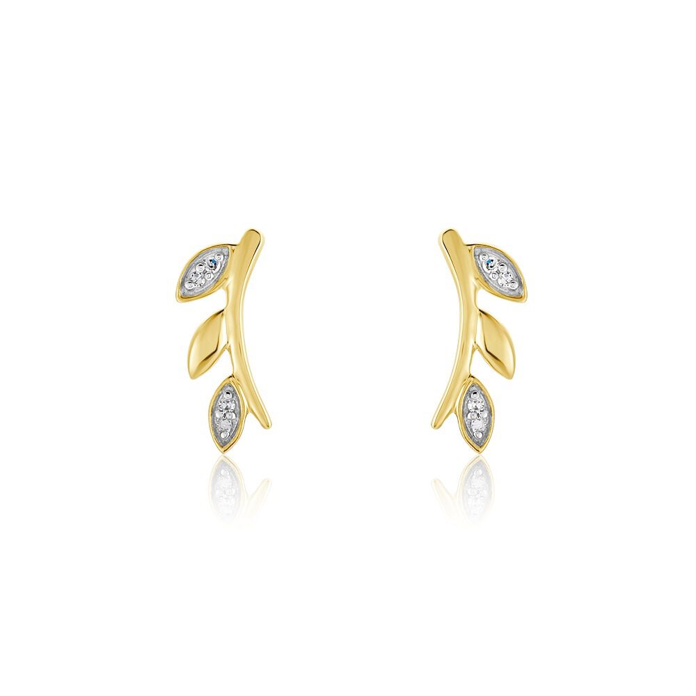 Boucles D'oreilles Puces Laverna Or Jaune Diamant - Puces Femme | Marc Orian