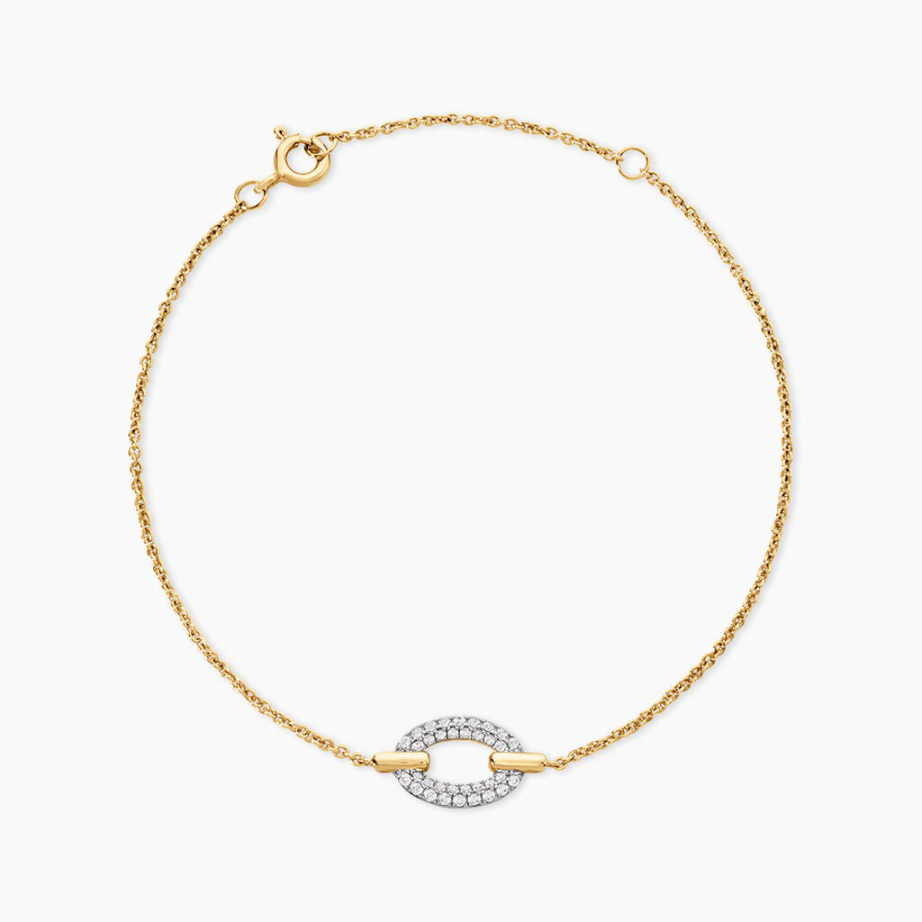 Bracelet Nami Argent Dor&eacute; A L'Or 750/1000 Oxyde De Zirconium - Bracelets cha&icirc;nes Femme | Marc Orian