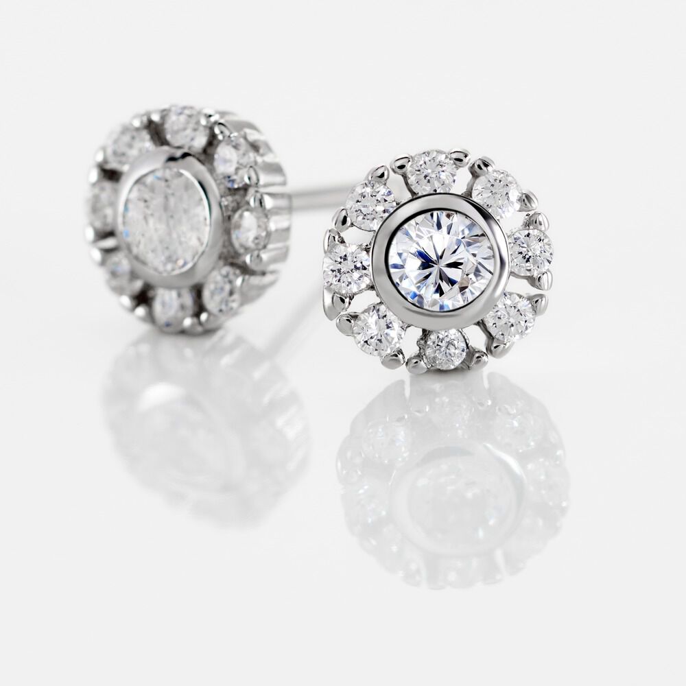 Boucles D'oreilles Puces Argent Blanc Gwenegan Oxydes De Zirconium - Puces Femme | Marc Orian