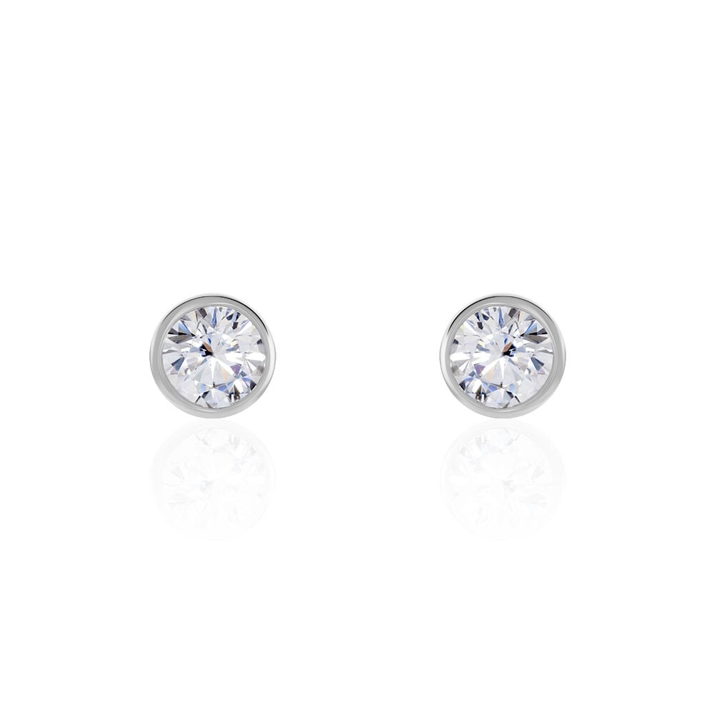 Boucles D'oreilles Puces Daria Serti Clos Or Blanc Oxyde De Zirconium - Puces Femme | Marc Orian