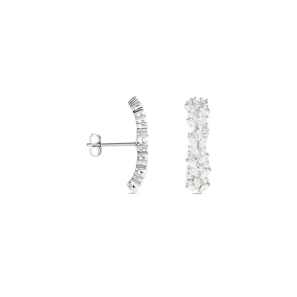 Bijoux D'oreilles Argent Blanc Precieux Flocon Oxyde De Zirconium - Boucles d'oreilles Ear cuffs Femme | Marc Orian