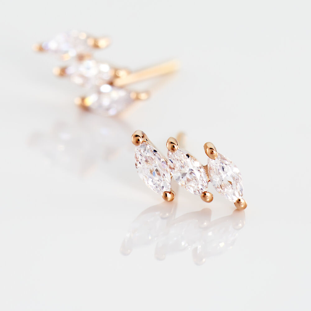 Boucles D'oreilles Puces Edma Or Rose Oxyde De Zirconium - Puces Femme | Marc Orian