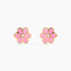 Boucles D'oreilles Puces Or Jaune Talia Email - Clous d'oreilles Enfant | Marc Orian