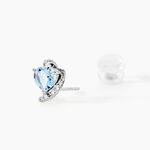 Boucles D'oreilles Puces Coeur In Love Or Blanc Topaze Et Oxyde - Puces Femme | Marc Orian
