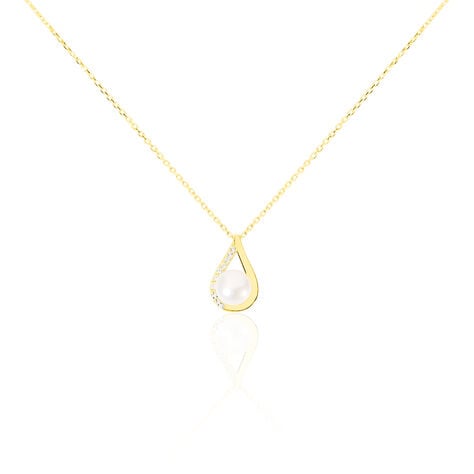 Collier Helin Or Jaune Perle De Culture Et Oxyde De Zirconium - Colliers avec pierres Femme | Marc Orian