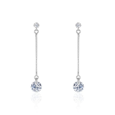 Boucles D'oreilles Pendantes Regane Or Blanc Oxyde De Zirconium - Pendantes Femme | Marc Orian