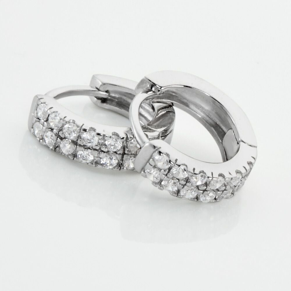 Créoles Argent Blanc Denice Oxydes De Zirconium - Créoles Femme | Marc Orian