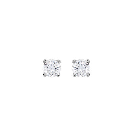 Boucles D'oreilles Puces Victoria Or Blanc Diamant - Puces Femme | Marc Orian