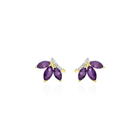 Boucles D'oreilles Puces Augustina Or Jaune Amethyste Oxyde - Puces Femme | Marc Orian