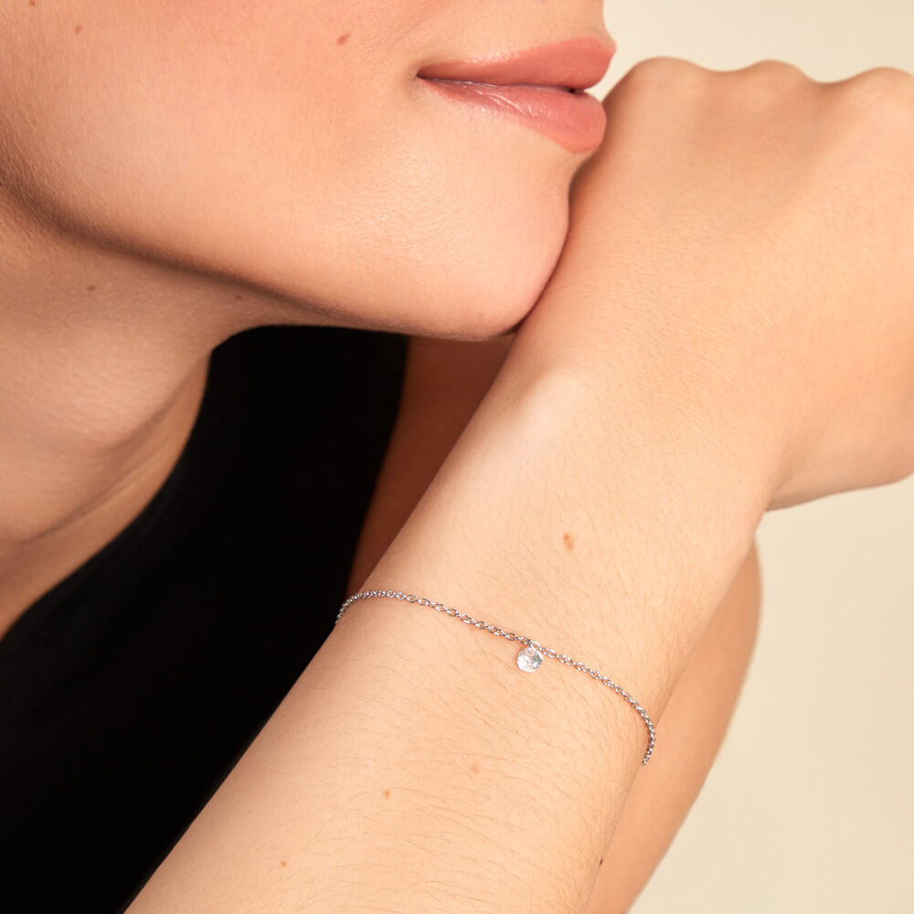 Bracelet Court Argent Blanc Constantin Oxyde De Zirconium - Bracelets chaînes Femme | Marc Orian