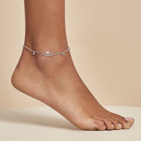 Chaîne De Cheville Argent Blanc Roschen Oxydes De Zirconium - Chaines de cheville Femme | Marc Orian