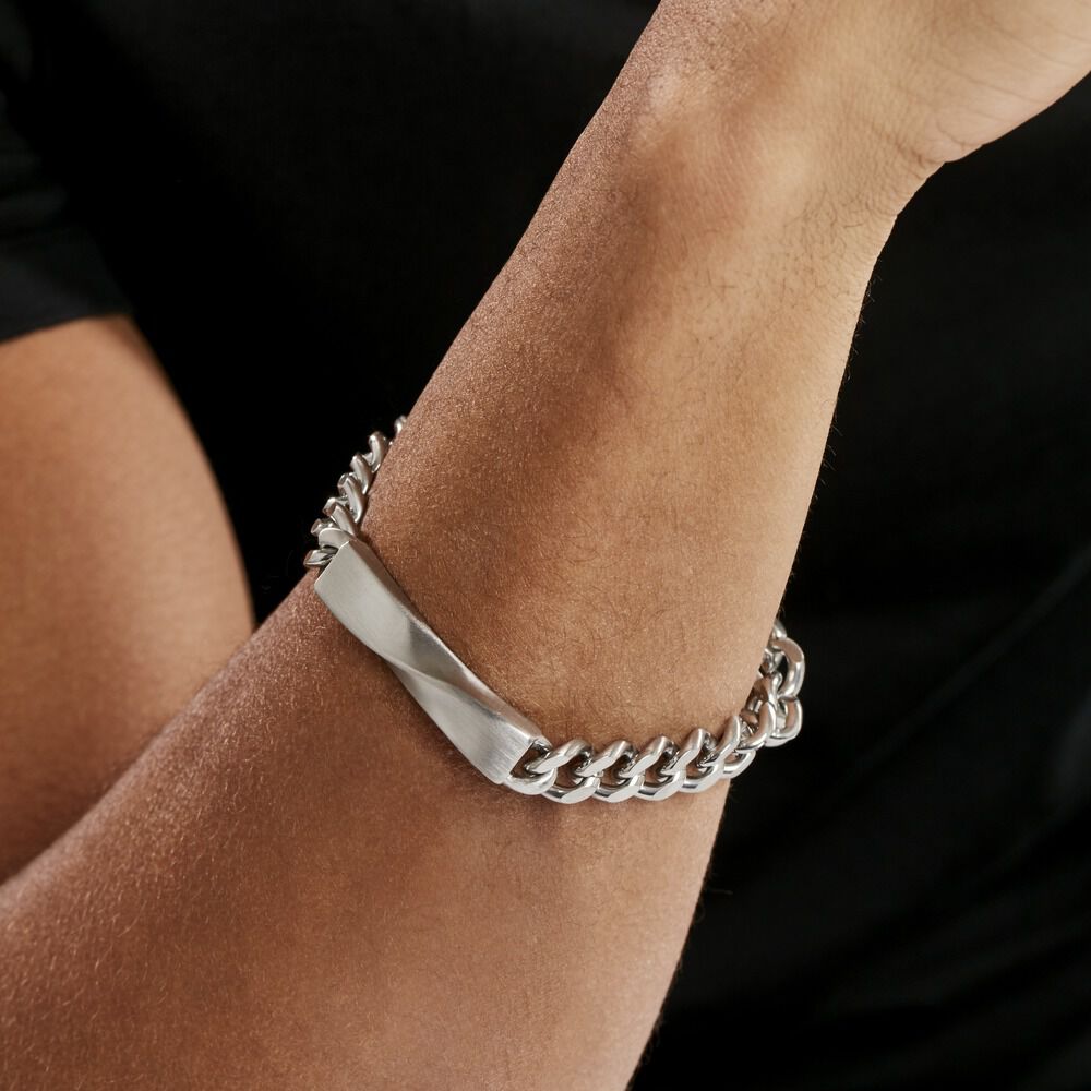 Bracelet Identitée Alfons Acier Blanc - Gourmettes Homme | Marc Orian