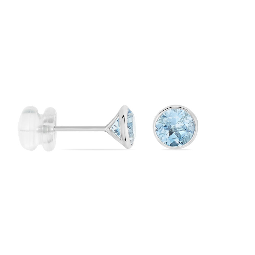Boucles D'oreilles Puces Edy Serti Clos Or Blanc Topaze - Puces Femme | Marc Orian
