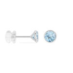 Boucles D'oreilles Puces Edy Serti Clos Or Blanc Topaze - Puces Femme | Marc Orian