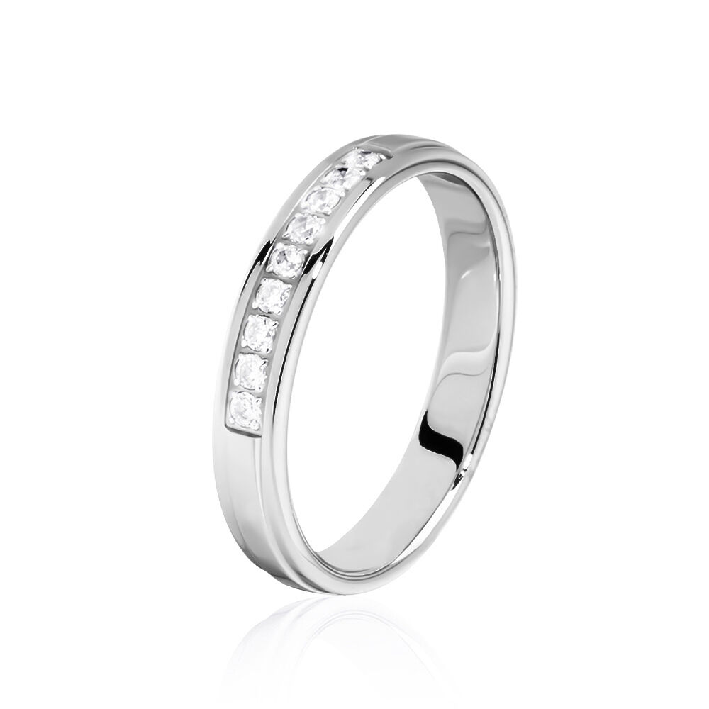 Alliance Serti Pave Or Blanc Diamant - Alliances duo Femme | Marc Orian