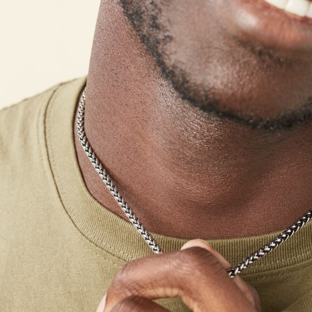 Collier Raph Maille Palmier Acier Gris - Colliers Homme | Marc Orian