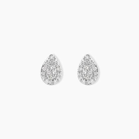 Boucles D'oreilles Puces Pear C Or Jaune Diamant - Puces Femme | Marc Orian