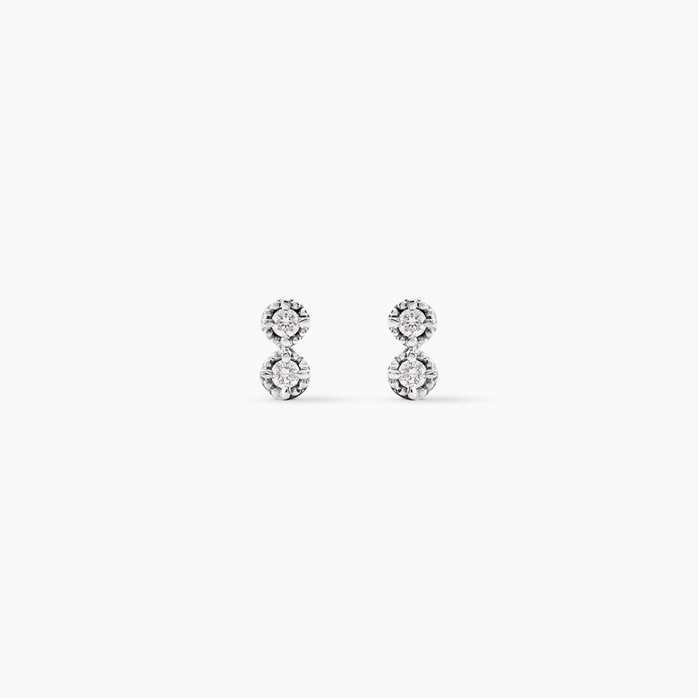 Boucles D'oreilles Puces Gigi Argent Blanc Diamant Synth&eacute;tique - Puces Femme | Marc Orian