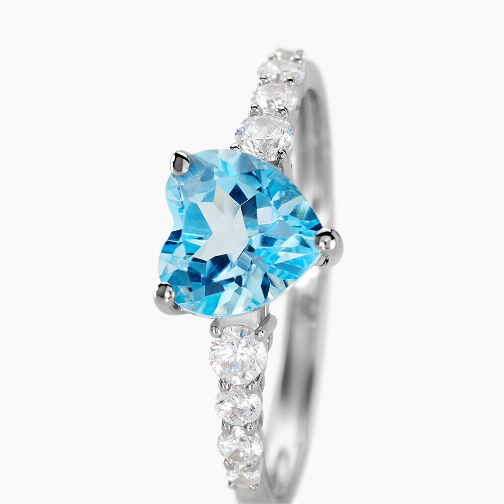 Bague Fany Or Blanc Topaze Et Oxyde De Zirconium - Bagues pierres fines Femme | Marc Orian