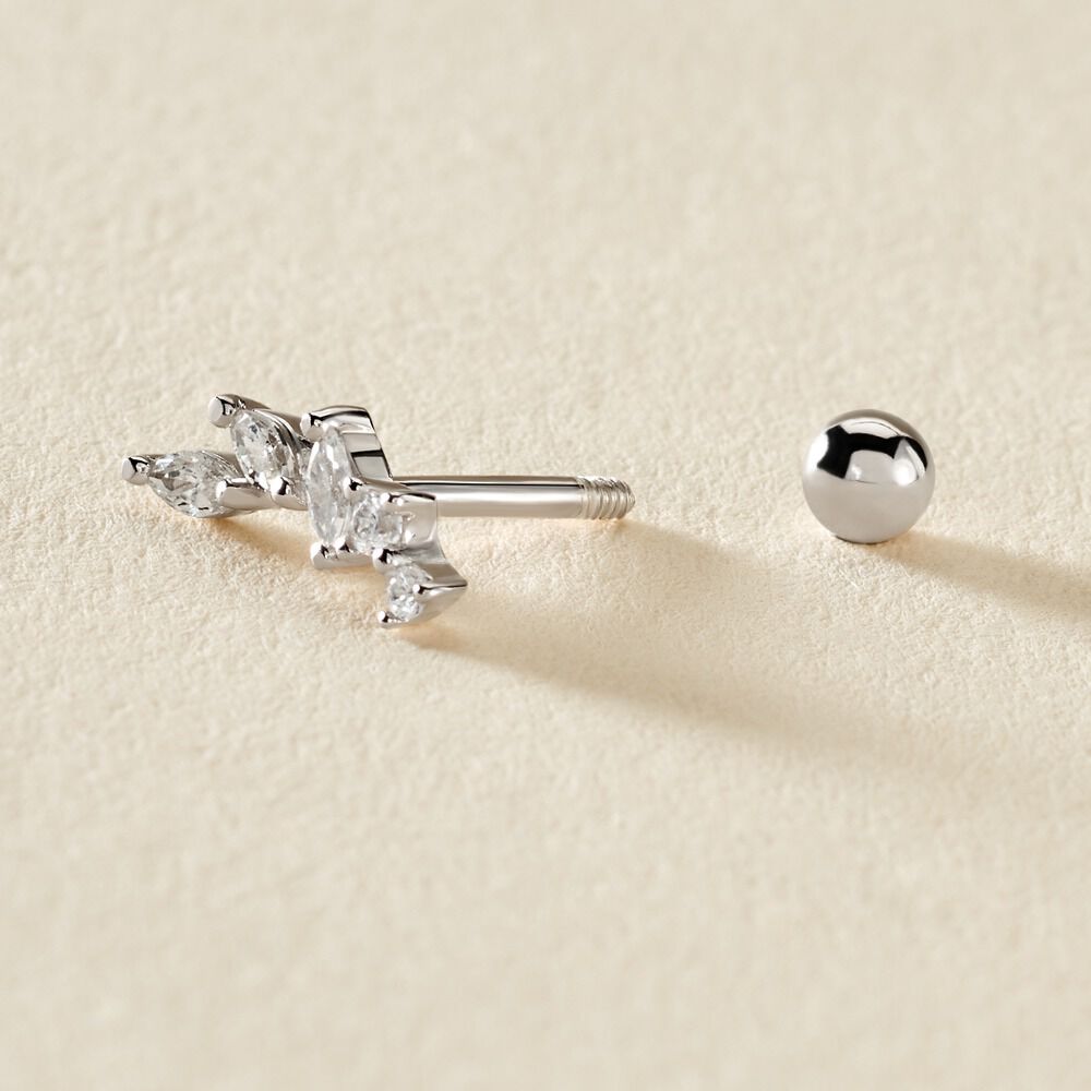 Piercing D'oreille Unitaire Nara Argent Blanc Oxyde De Zirconium -  Femme | Marc Orian