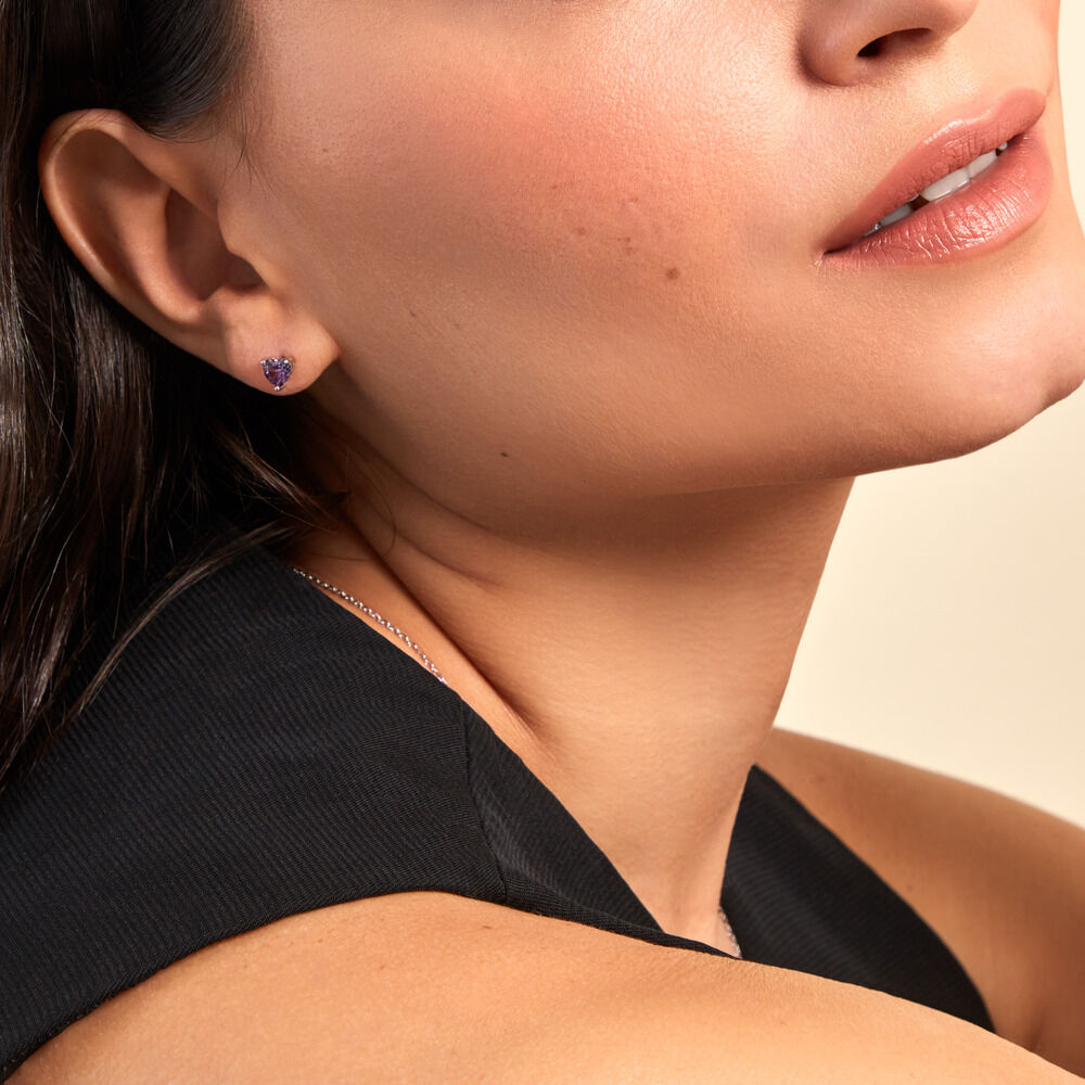 Boucles D'oreilles Puces Kelvyn Argent Blanc Oxyde De Zirconium - Puces Femme | Marc Orian