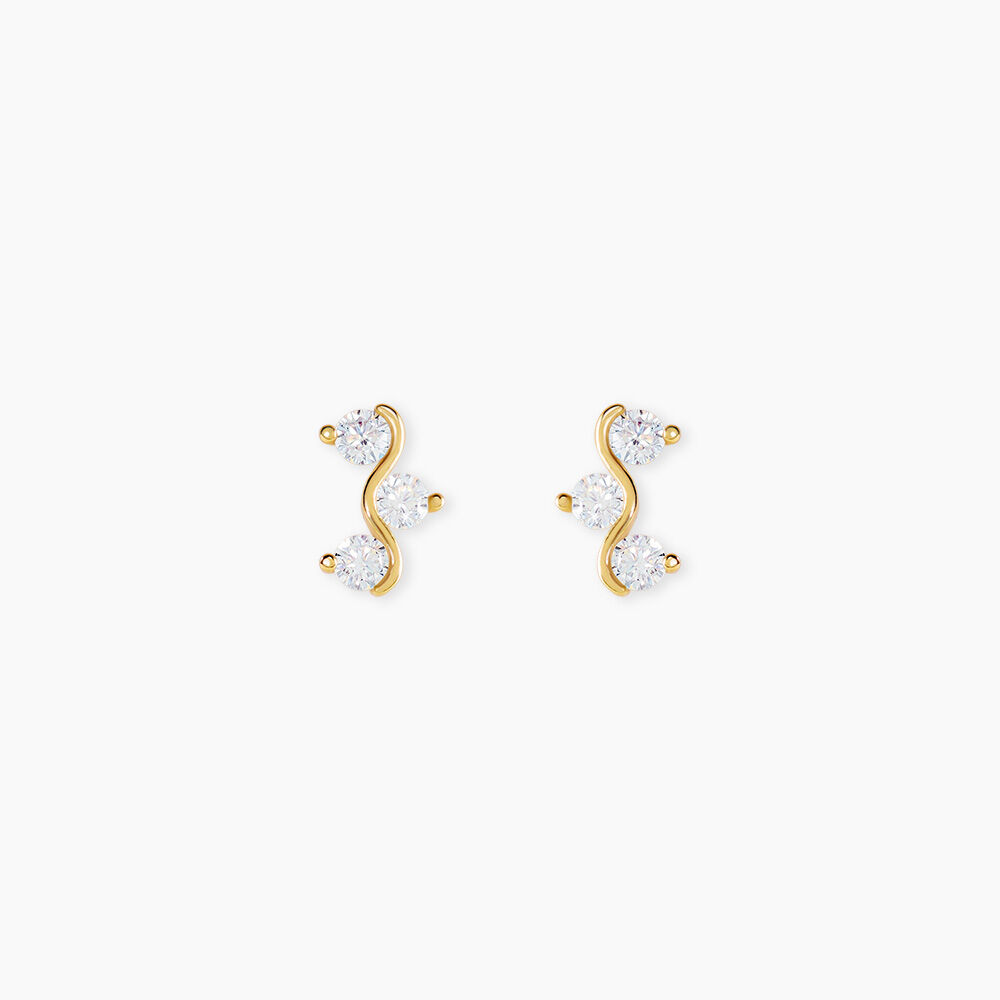 Boucles D'Oreilles Puces Mureille Argent Dor&eacute; A L'Or 750/1000 Oxyde De Zirconium - Puces Femme | Marc Orian
