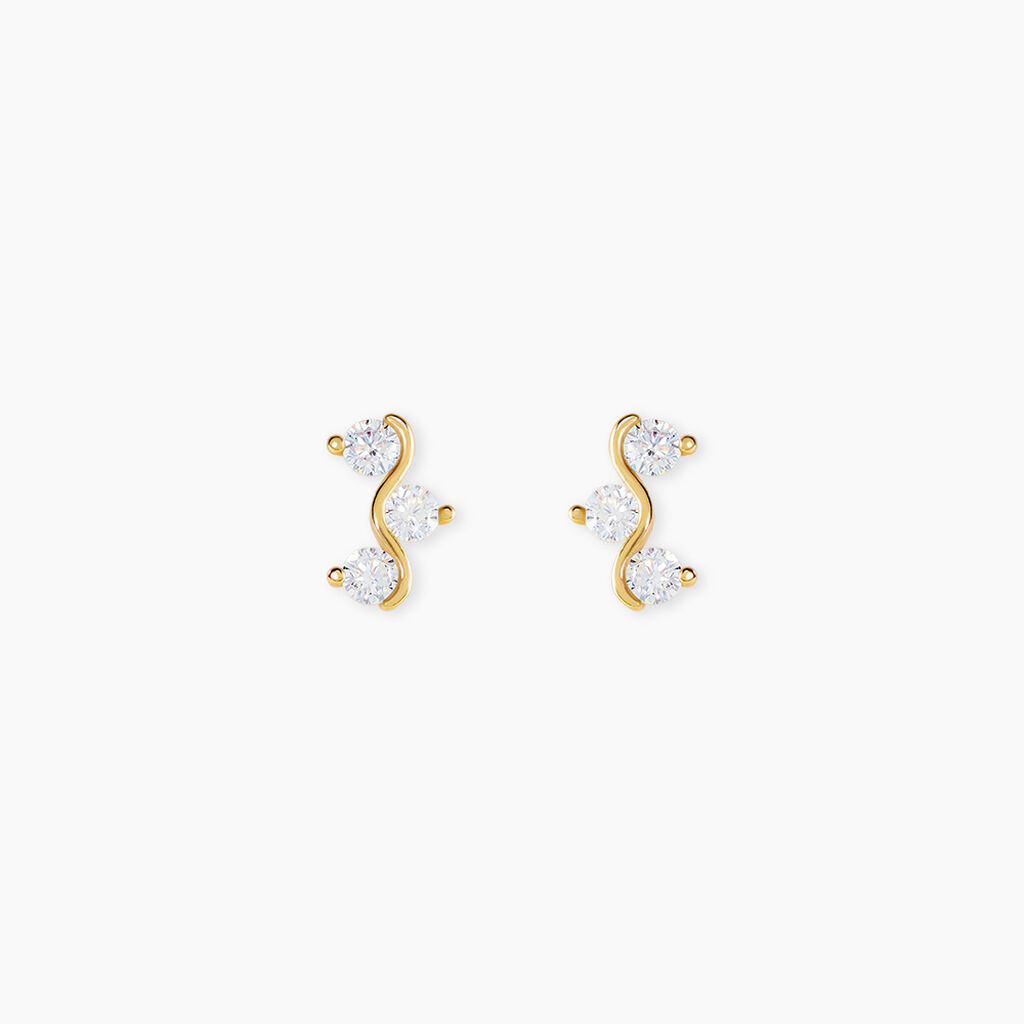Boucles D'Oreilles Puces Mureille Argent Dor&eacute; A L'Or 750/1000 Oxyde De Zirconium - Puces Femme | Marc Orian
