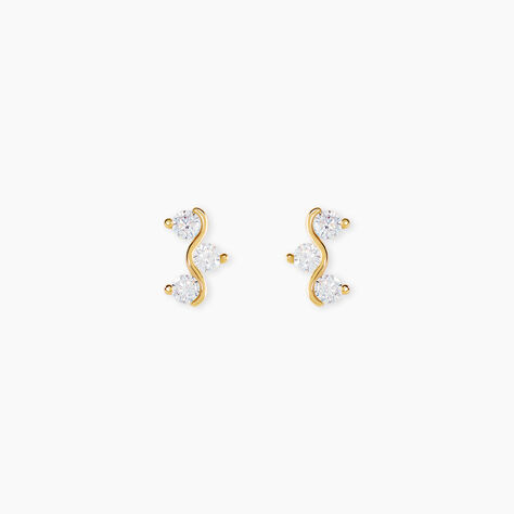 Boucles D'Oreilles Puces Mureille Argent Dor&eacute; A L'Or 750/1000 Oxyde De Zirconium - Puces Femme | Marc Orian