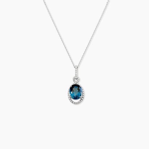 Collier Ayanna Or Blanc Topaze Et Oxyde De Zirconium - Colliers avec pierres Femme | Marc Orian