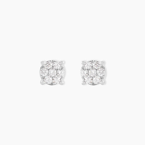 Boucles D'oreilles Puces Charlene Or Blanc Diamant Synthetique - Puces Femme | Marc Orian