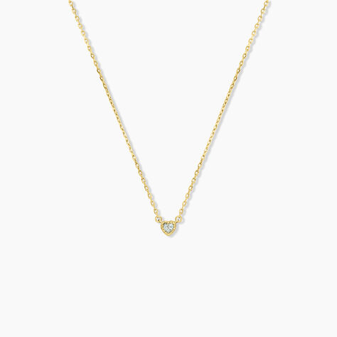 Collier Argent Jaune 925/1000 C&oelig;ur Topaze Bleu Sky Maille Forcat 42+3Cm - Colliers avec pierres Femme | Marc Orian