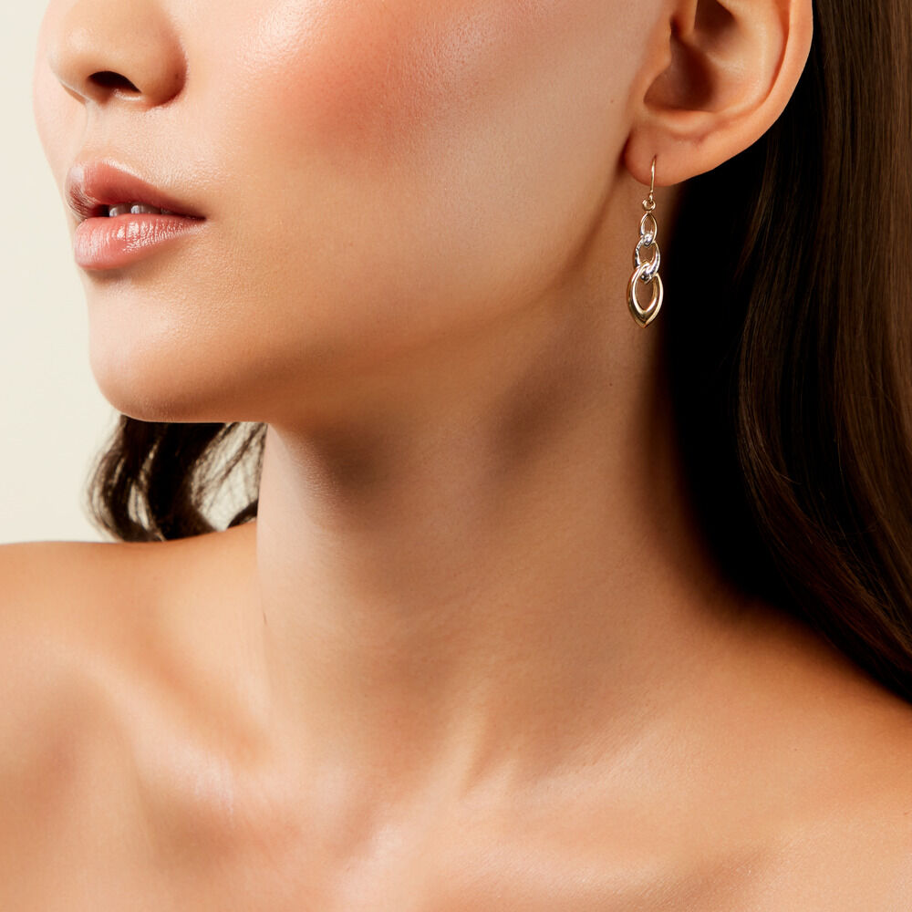 Boucles D'Oreilles Pendantes Pentti Or Bicolore - Pendantes Femme | Marc Orian