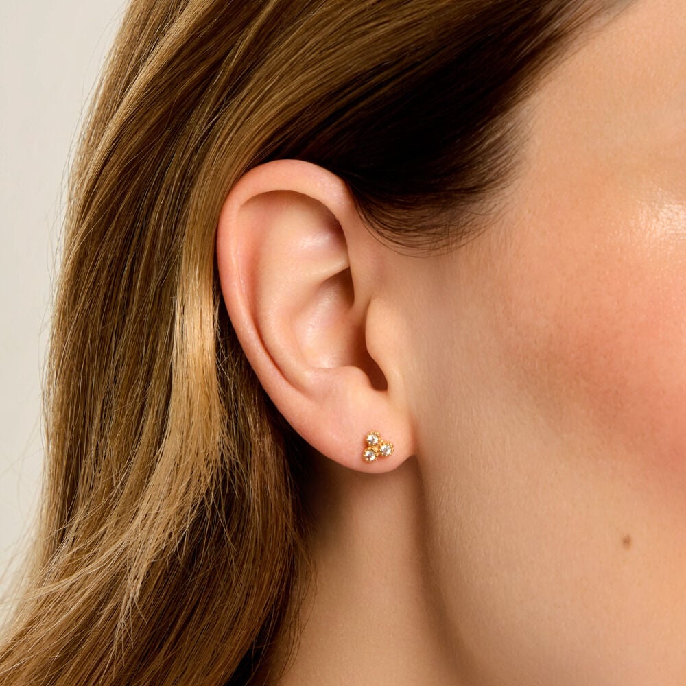 Boucles D'Oreilles Puces La&iuml;la Plaqu&eacute; Or Jaune Oxyde De Zirconium - Puces Femme | Marc Orian