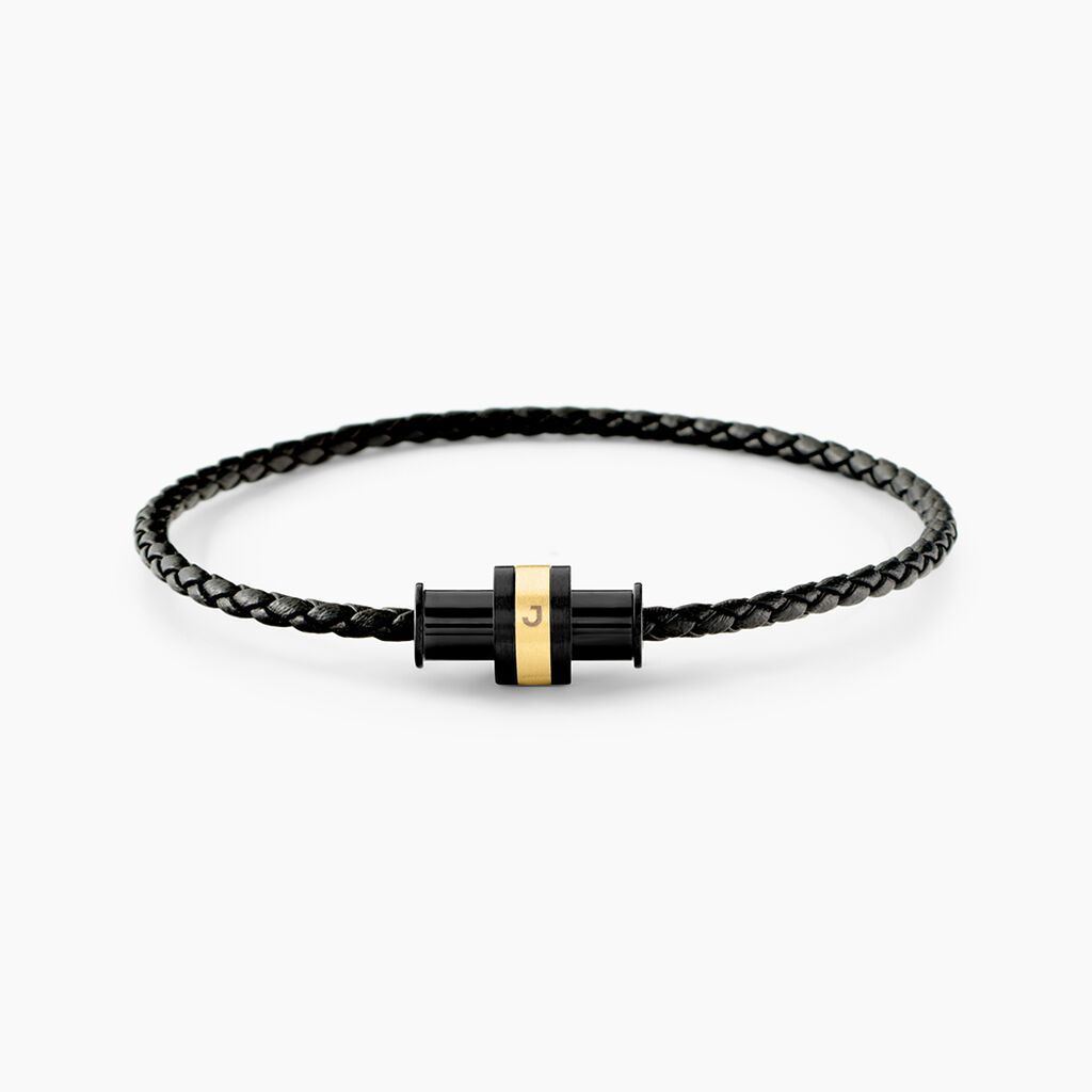 Bracelet Jourdan Cuir De Vache Noir - Bracelets cuir Homme | Marc Orian