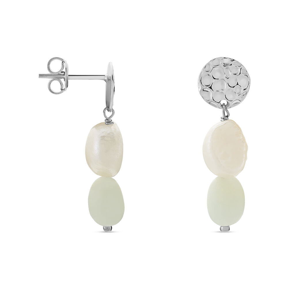 Boucles D'oreilles Pendantes Aroha Argent Blanc Amazonite Perle - Pendantes Femme | Marc Orian