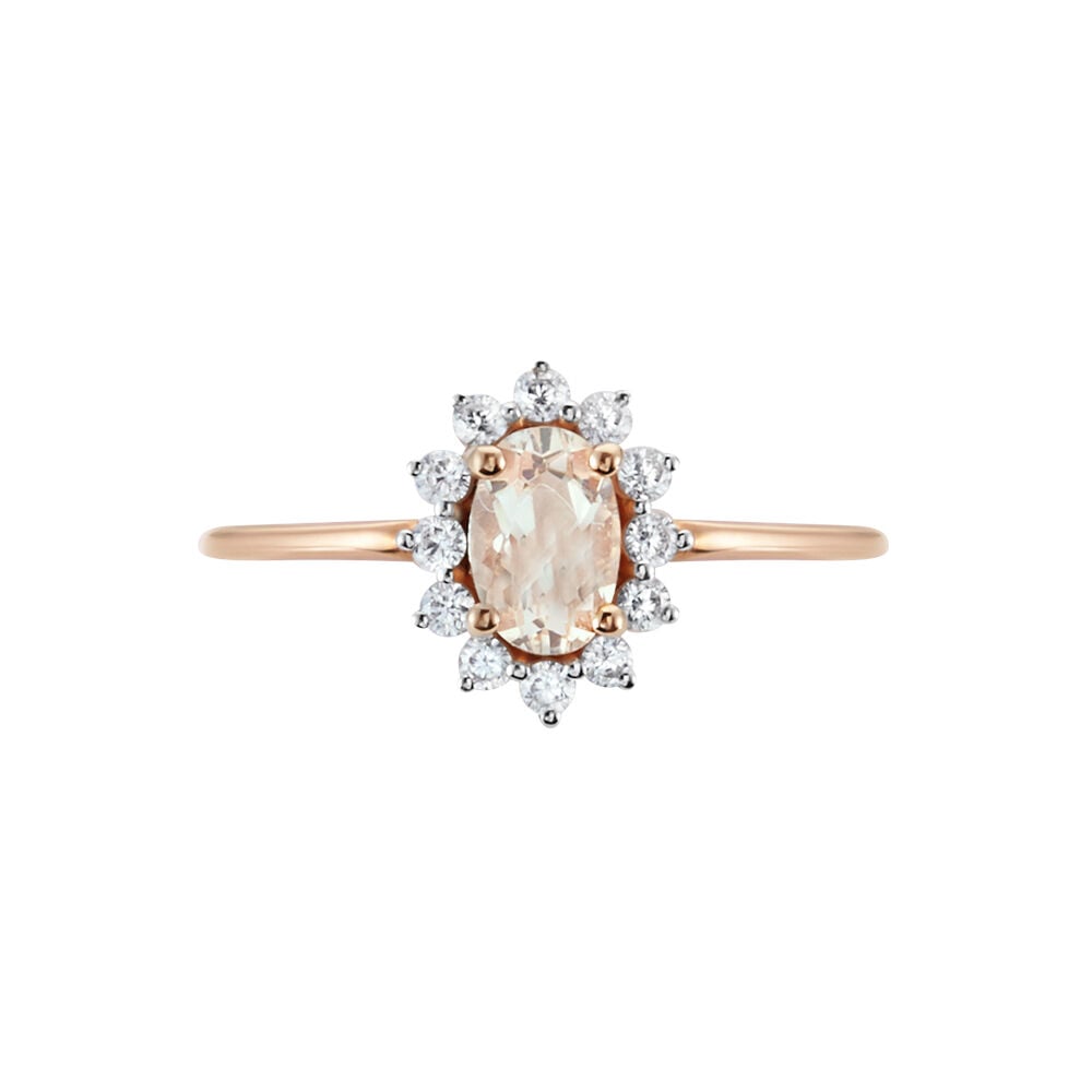 Bague Jozsua Or Rose Morganite Peche Oxyde De Zirconium - Bagues pierres fines Femme | Marc Orian