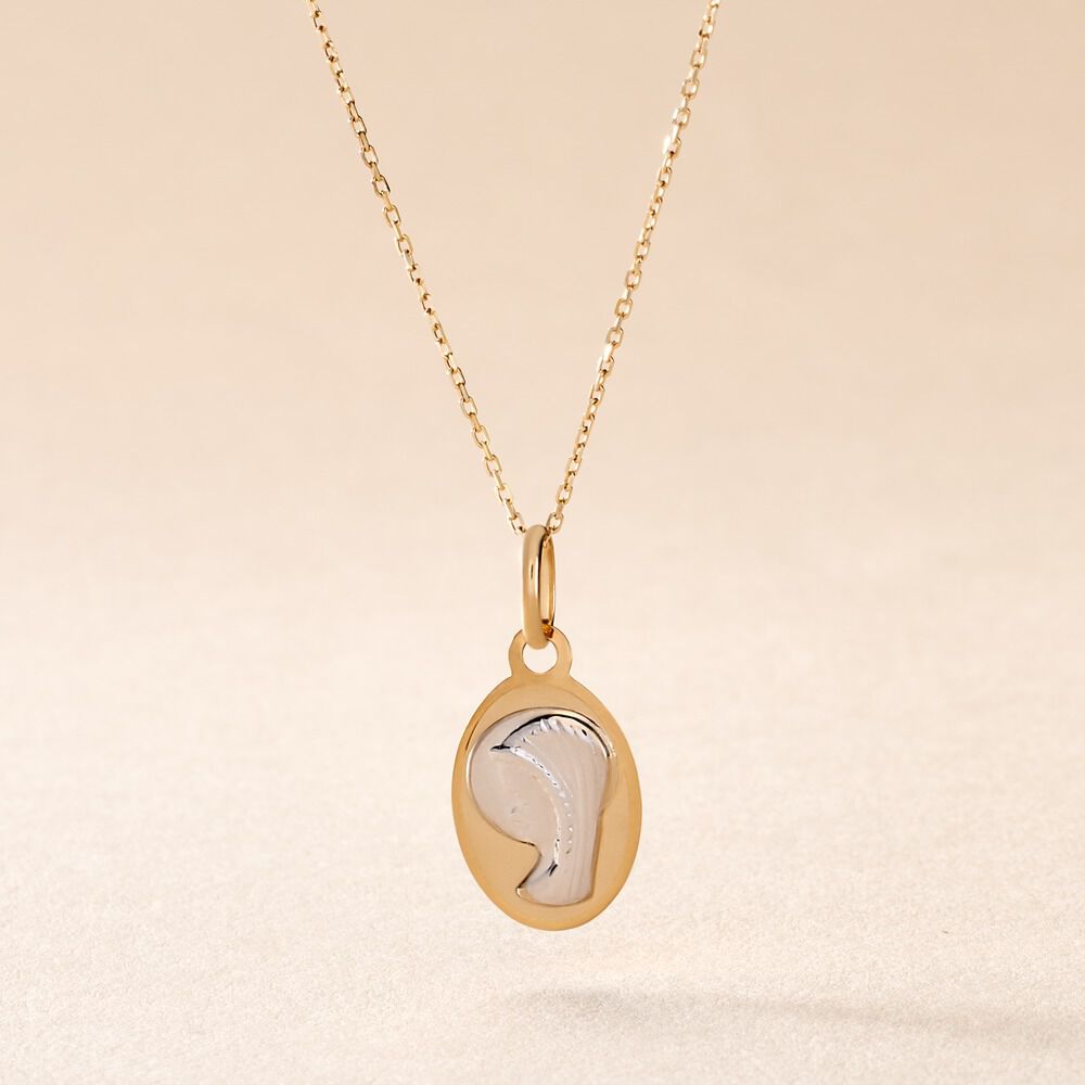 Pendentif Vierge Ovale Or Bicolore - Médailles et médaillons Enfant | Marc Orian