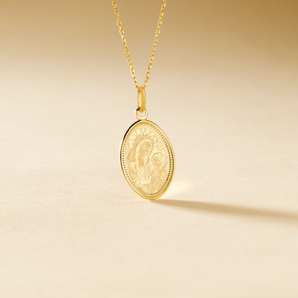 Pendentif Or Jaune Vierge A L'enfant - Bijoux personnalis&eacute;s Famille | Marc Orian