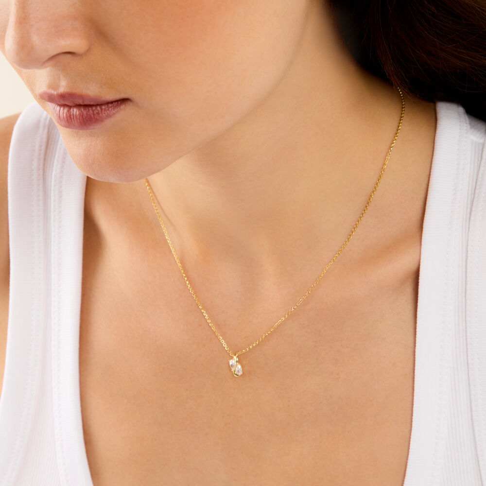 Collier Meyrem Argent Dor&eacute; A L'Or 750/1000 Oxyde De Zirconium - Colliers avec pierres Femme | Marc Orian