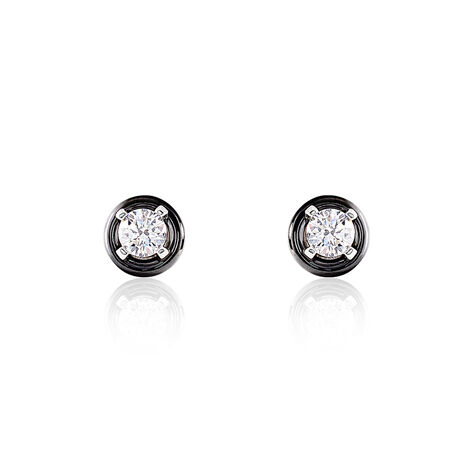 Boucles D'oreilles Puces Renda Argent  Céramique Et Oxyde De Zirconium - Puces Femme | Marc Orian