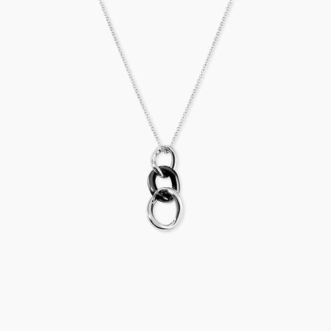 Collier Link Argent Blanc C&eacute;ramique Et Oxyde De Zirconium - Colliers avec pierres Femme | Marc Orian