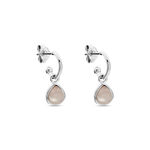 Cr&eacute;oles Tao Argent Blanc Quartz - Boucles d'oreilles pampille Femme | Marc Orian