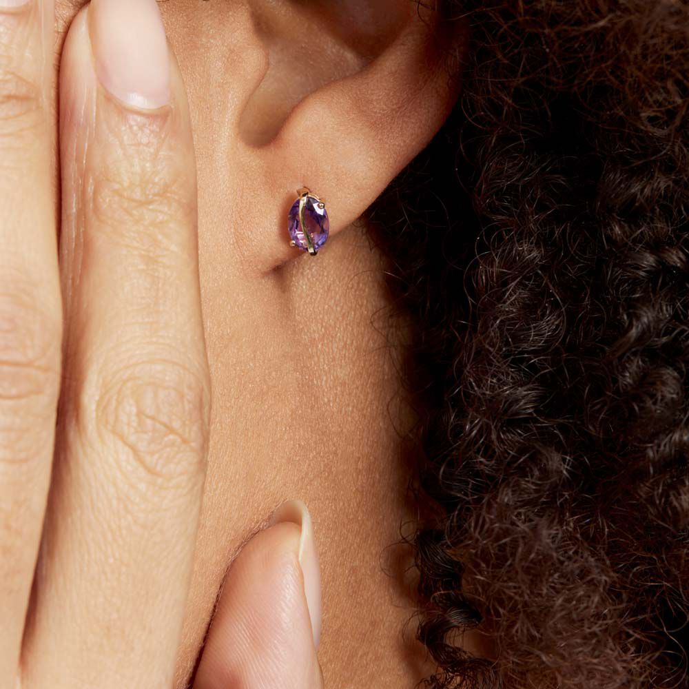 Boucles D'oreilles Puces Or Jaune Prudencia Améthystes - Puces Femme | Marc Orian