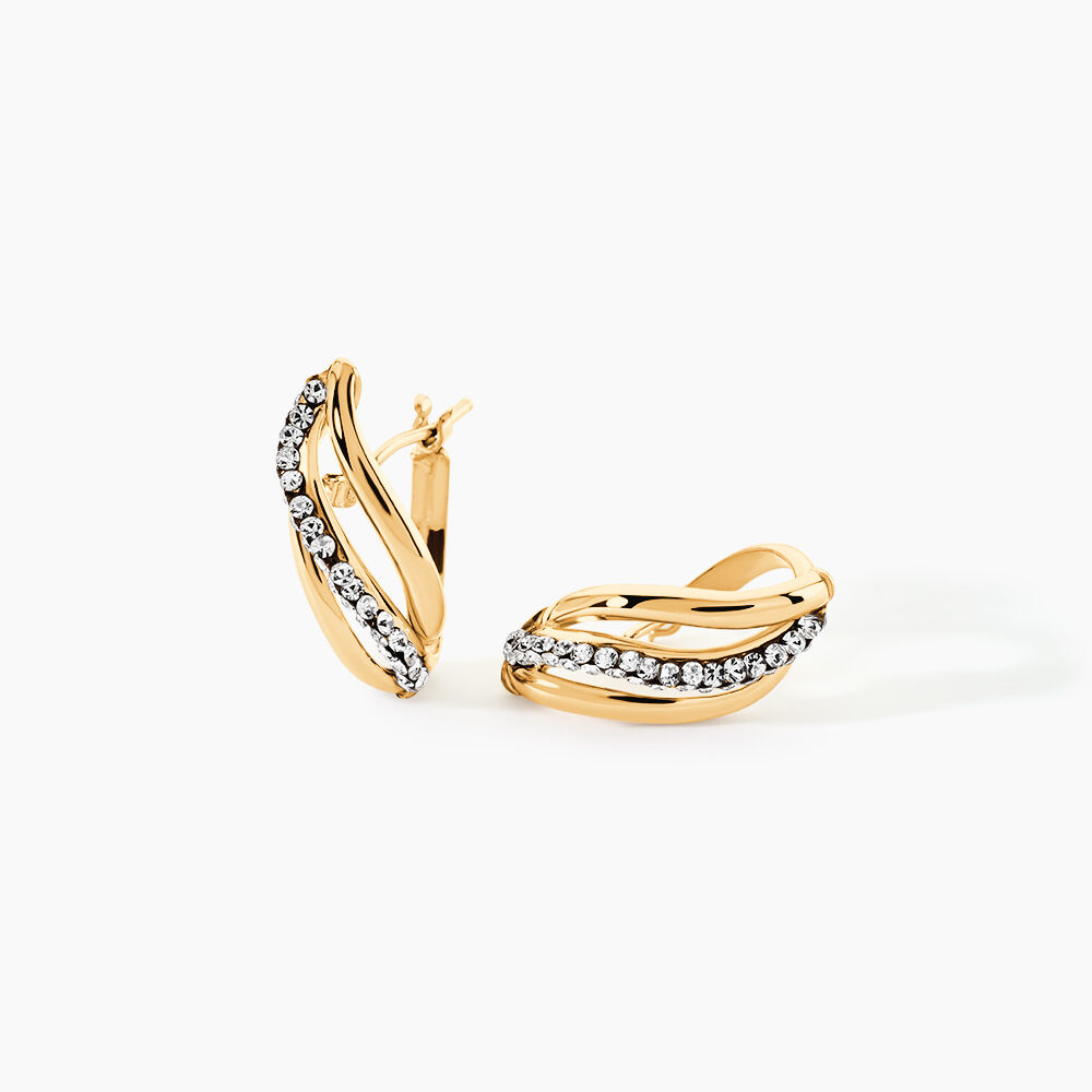 Cr&eacute;oles Eliseo Or Jaune Strass - Cr&eacute;oles Femme | Marc Orian