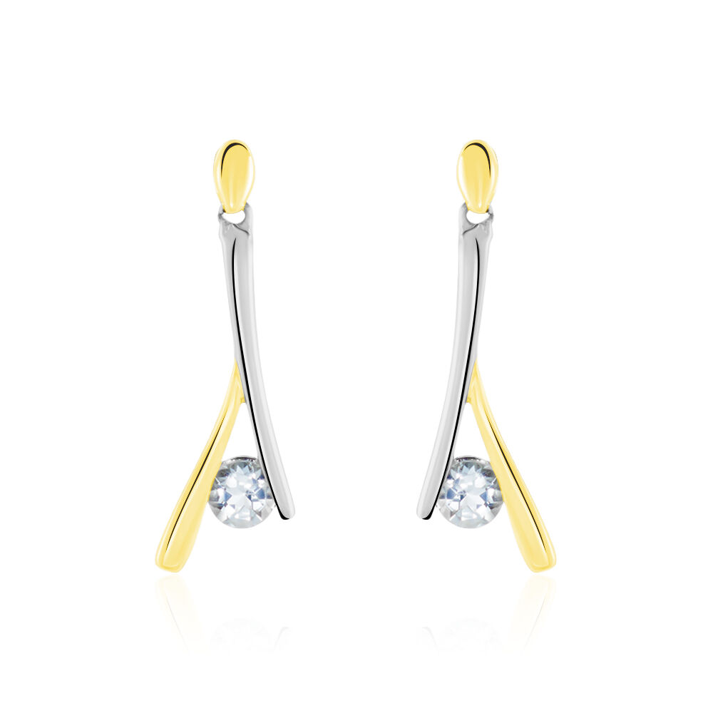 Boucles D'oreilles Pendantes Madli Or Bicolore Topaze - Pendantes Femme | Marc Orian