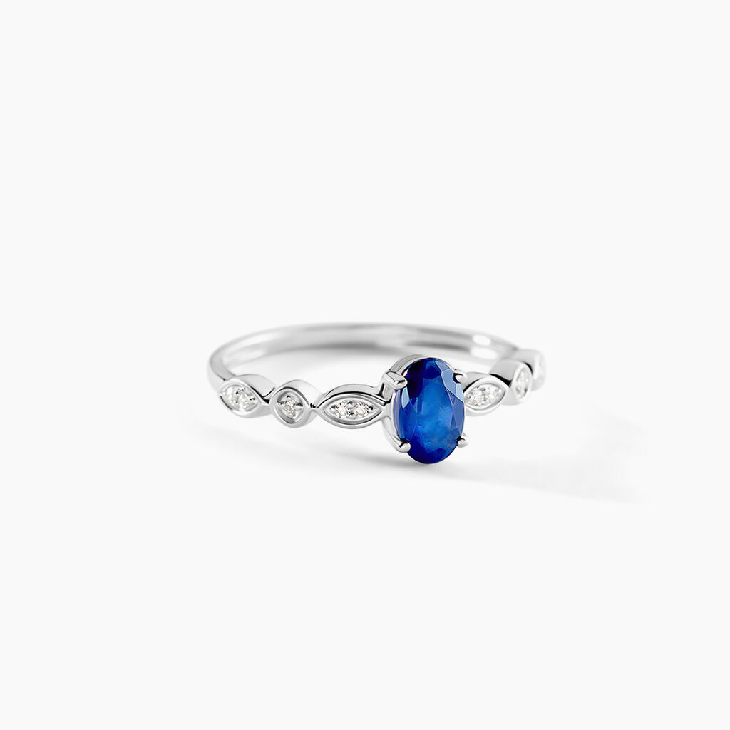Bague Solitaire Michaela Or Blanc Saphir Et Diamant - Solitaires Femme | Marc Orian