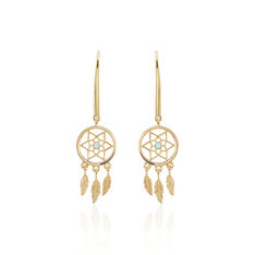 Boucles D'oreilles Pendantes Attrape Reves Plaque Or Pierre - Boucles d'oreilles Pendantes Femme | Marc Orian